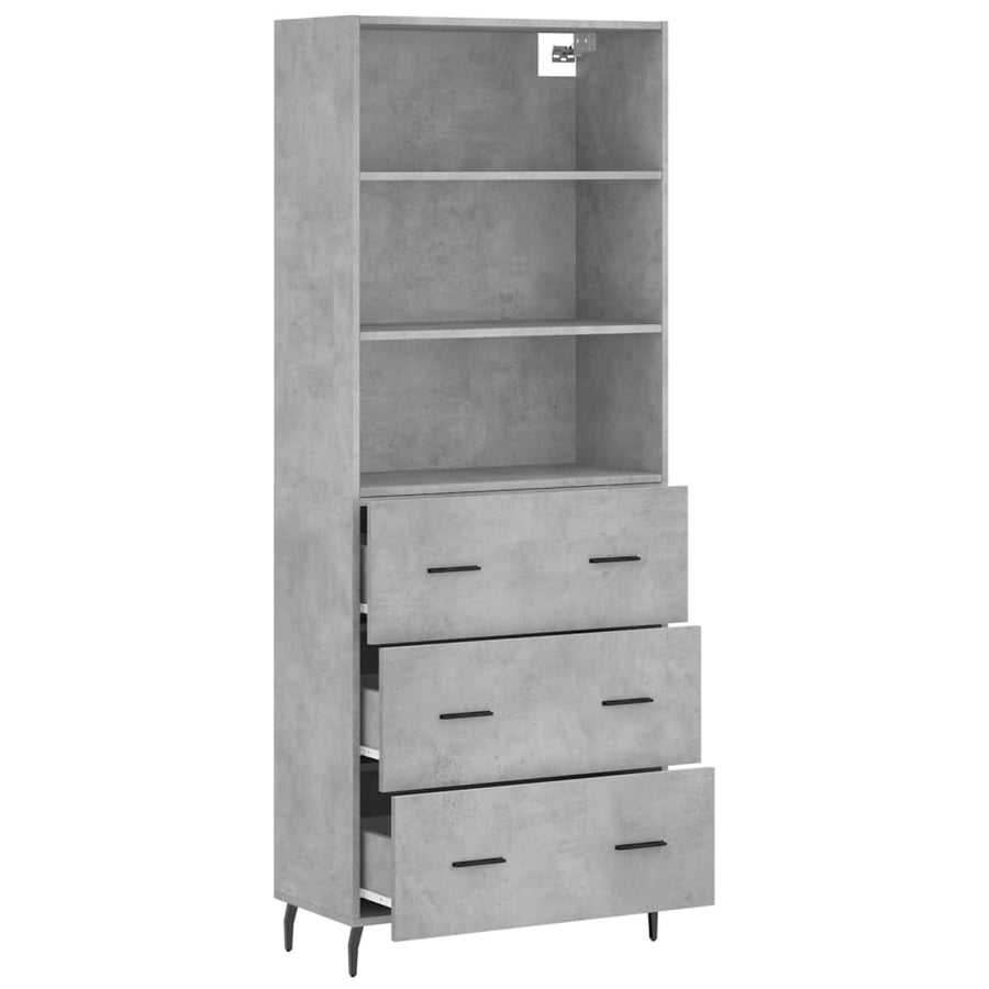 Hoge Kast 69,5X34X180 Cm Bewerkt Hout Betongrijs