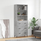 Hoge kast 69,5x34x180 cm bewerkt hout betongrijs