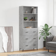 Hoge kast 69,5x34x180 cm bewerkt hout betongrijs