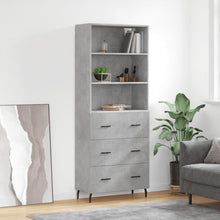Hoge Kast 69,5X34X180 Cm Bewerkt Hout Betongrijs