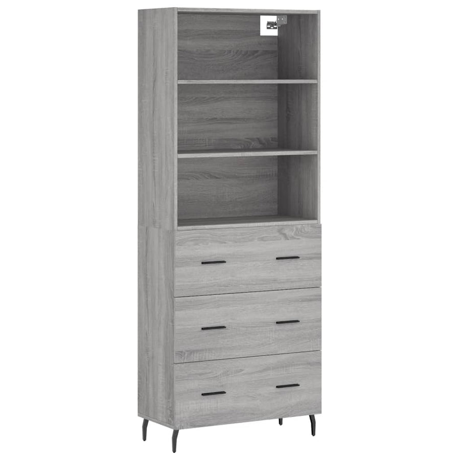 Hoge Kast 69,5X34X180 Cm Bewerkt Hout Eikenkleurig Grijs sonoma