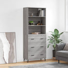 Hoge kast 69,5x34x180 cm bewerkt hout grijs