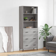 Hoge Kast 69,5X34X180 Cm Bewerkt Hout Eikenkleurig Grijs sonoma