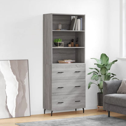 Hoge Kast 69,5X34X180 Cm Bewerkt Hout Eikenkleurig Grijs sonoma