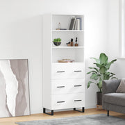 Hoge kast 69,5x34x180 cm bewerkt hout wit