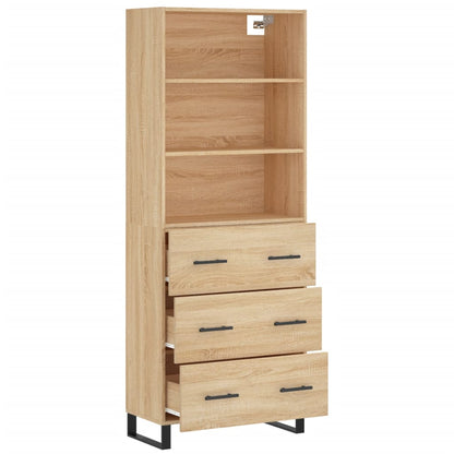 Hoge kast 69,5x34x180 cm bewerkt hout sonoma eikenkleurig