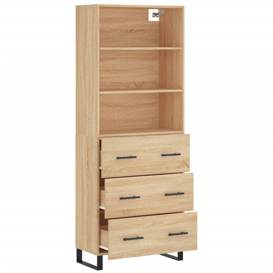 Hoge kast 69,5x34x180 cm bewerkt hout sonoma eikenkleurig