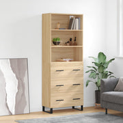 Hoge kast 69,5x34x180 cm bewerkt hout sonoma eiken