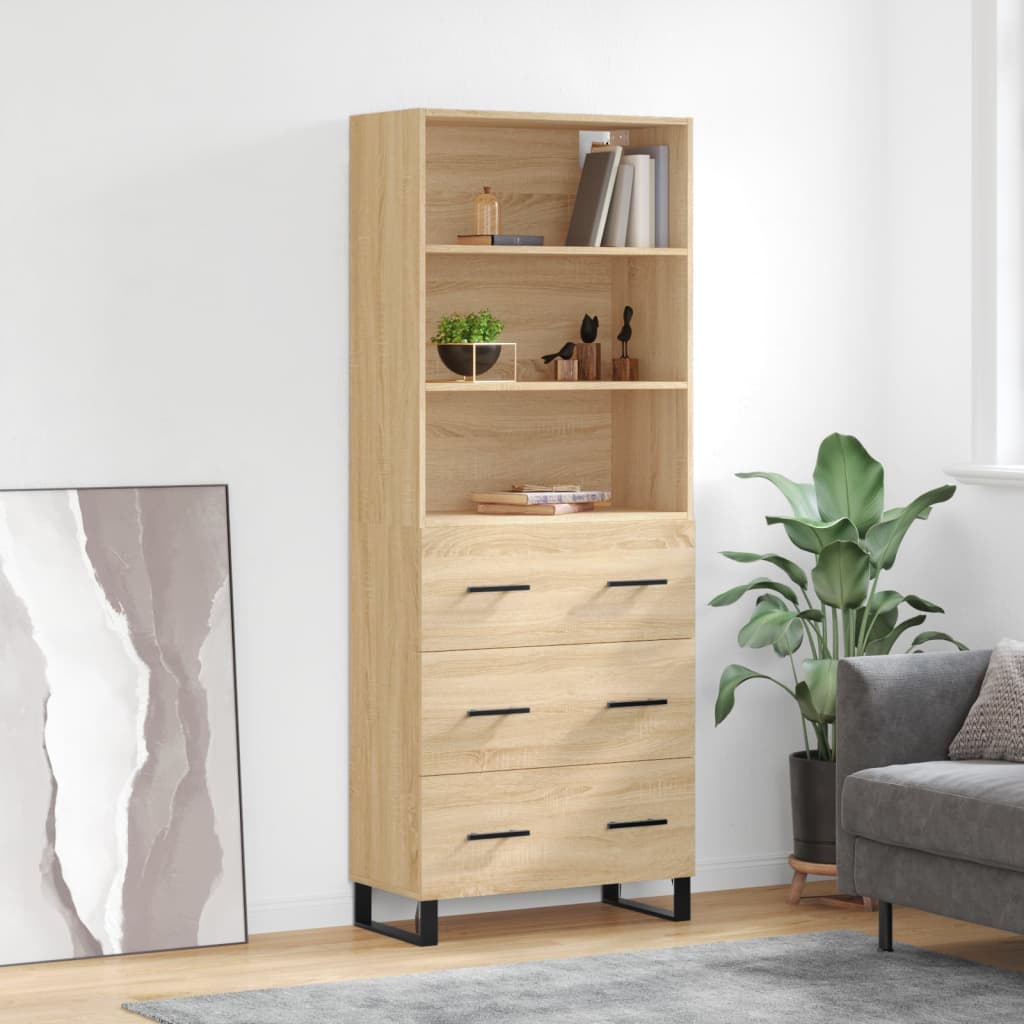 Hoge kast 69,5x34x180 cm bewerkt hout sonoma eikenkleurig