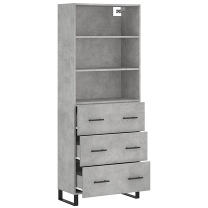 Hoge Kast 69,5X34X180 Cm Bewerkt Hout Betongrijs