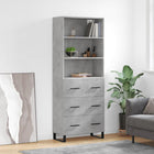 Hoge kast 69,5x34x180 cm bewerkt hout betongrijs wandmontage