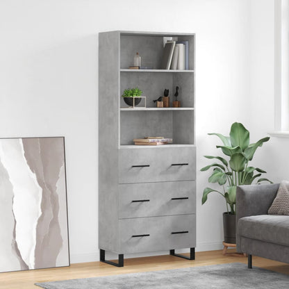 Hoge Kast 69,5X34X180 Cm Bewerkt Hout Betongrijs