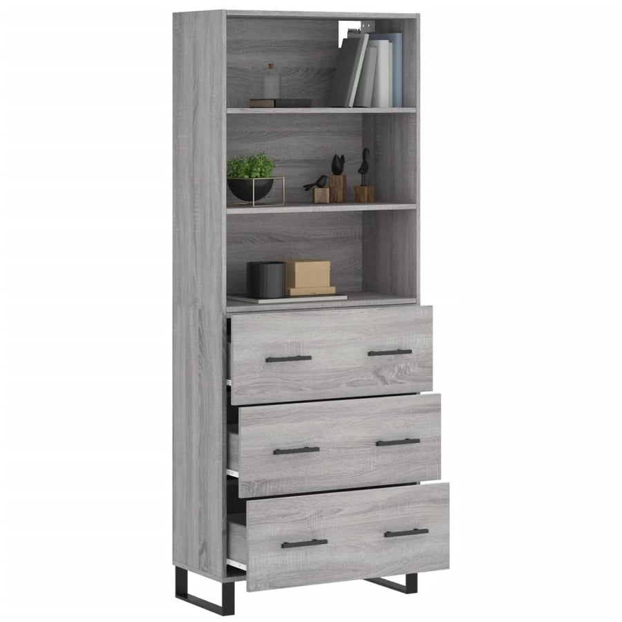 Hoge Kast 69,5X34X180 Cm Bewerkt Hout Grijs Sonoma Eikenkleurig