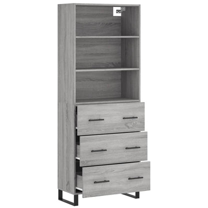 Hoge Kast 69,5X34X180 Cm Bewerkt Hout Grijs Sonoma Eikenkleurig