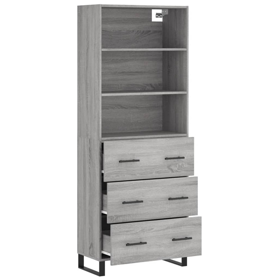 Hoge Kast 69,5X34X180 Cm Bewerkt Hout Grijs Sonoma Eikenkleurig