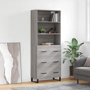 Hoge kast 69,5x34x180 cm bewerkt hout grijs sonoma
