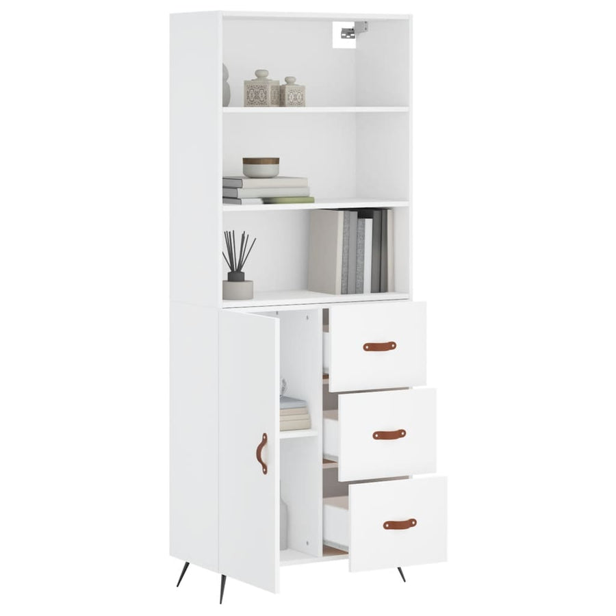 Hoge Kast 69,5X34X180 Cm Bewerkt Hout Wit