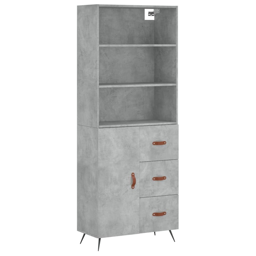 Hoge Kast 69,5X34X180 Cm Bewerkt Hout Betongrijs