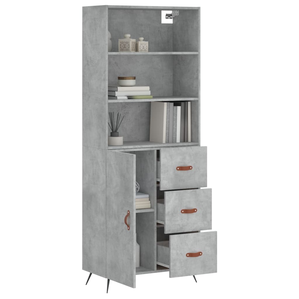 Hoge Kast 69,5X34X180 Cm Bewerkt Hout Betongrijs
