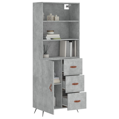Hoge Kast 69,5X34X180 Cm Bewerkt Hout Betongrijs