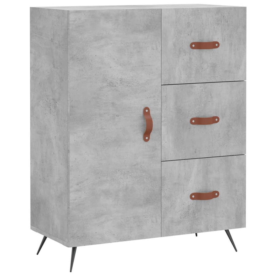 Hoge Kast 69,5X34X180 Cm Bewerkt Hout Betongrijs