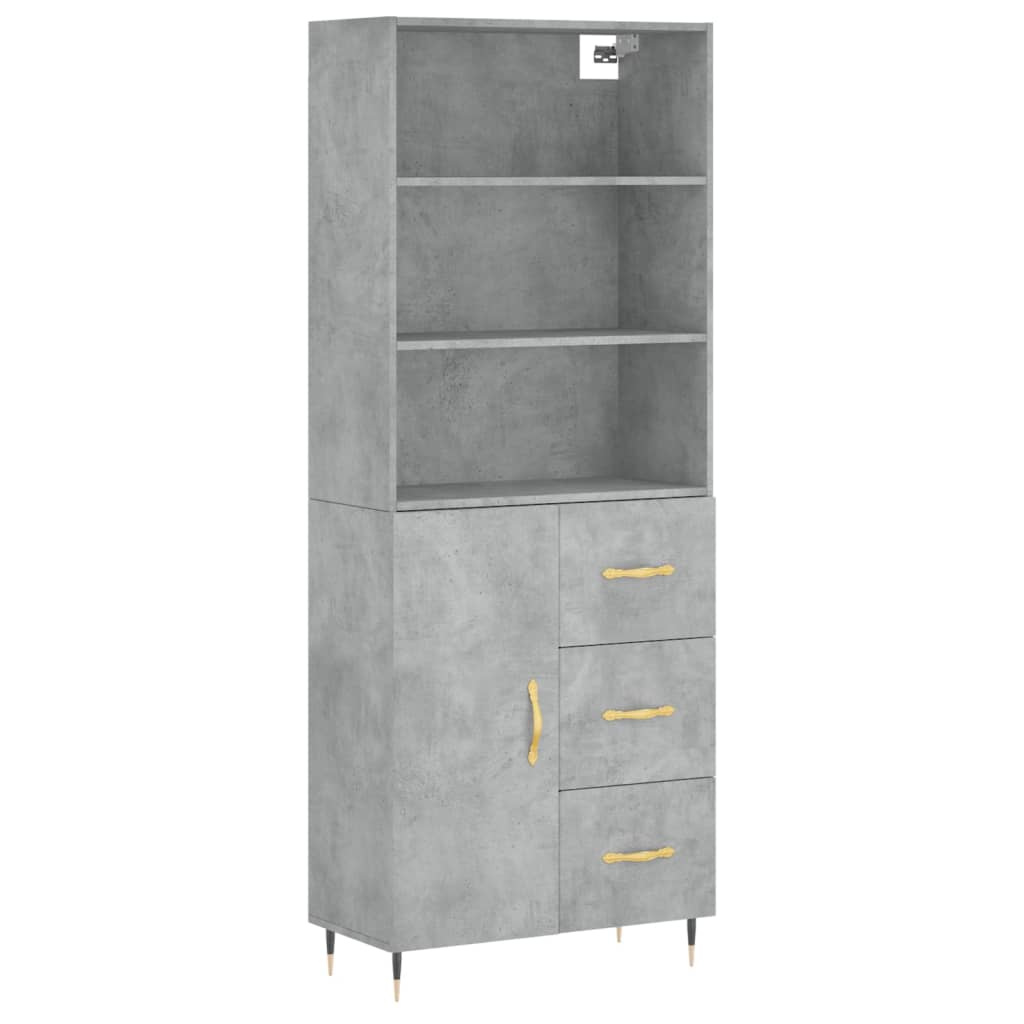 Hoge Kast 69,5X34X180 Cm Bewerkt Hout Betongrijs