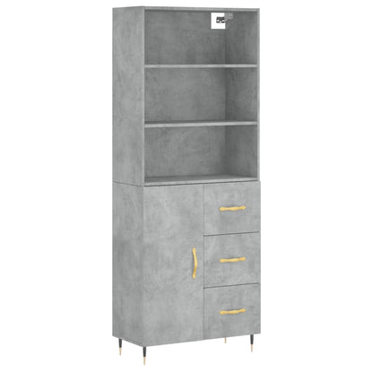 Hoge Kast 69,5X34X180 Cm Bewerkt Hout Betongrijs