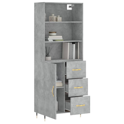 Hoge Kast 69,5X34X180 Cm Bewerkt Hout Betongrijs
