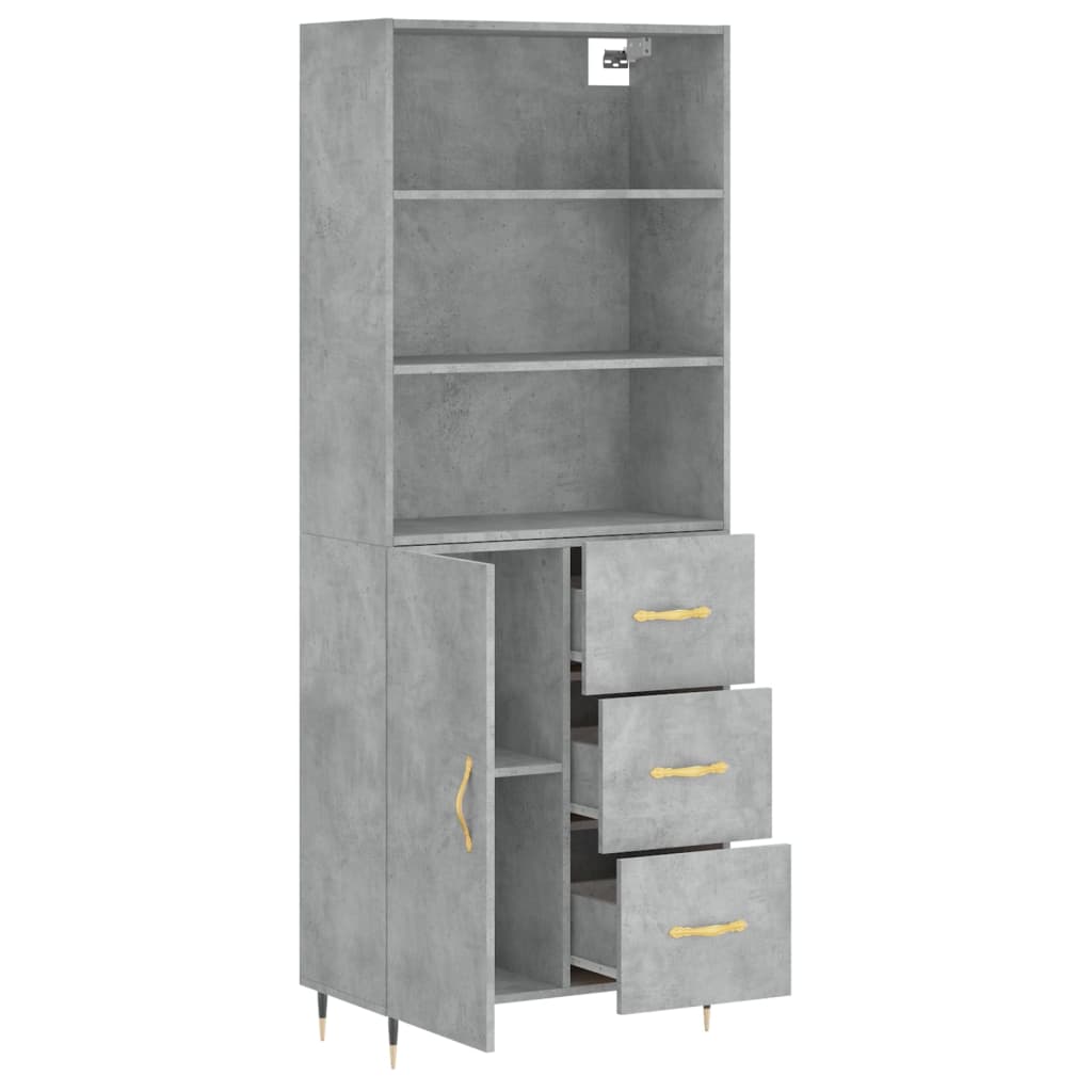 Hoge Kast 69,5X34X180 Cm Bewerkt Hout Betongrijs