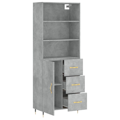 Hoge Kast 69,5X34X180 Cm Bewerkt Hout Betongrijs