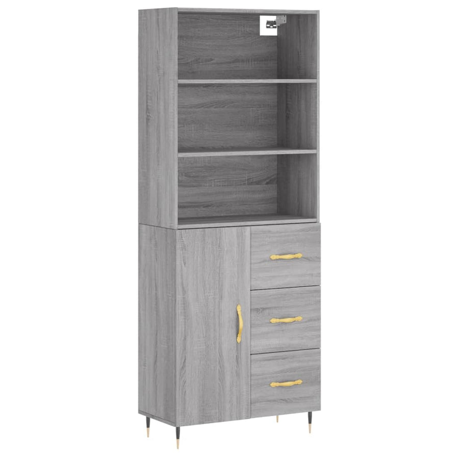 Hoge Kast 69,5X34X180 Cm Bewerkt Hout Grijs Sonoma Eikenkleurig