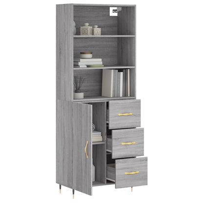 Hoge Kast 69,5X34X180 Cm Bewerkt Hout Grijs Sonoma Eikenkleurig