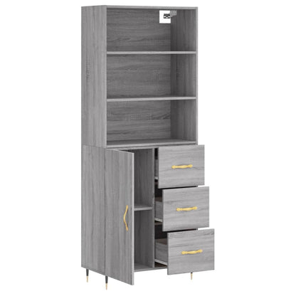 Hoge Kast 69,5X34X180 Cm Bewerkt Hout Grijs Sonoma Eikenkleurig