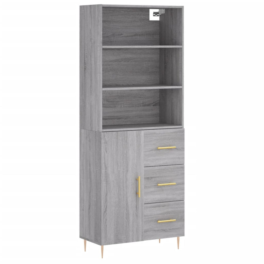 Hoge Kast 69,5X34X180 Cm Bewerkt Hout Grijs Sonoma Eikenkleurig