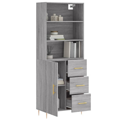 Hoge Kast 69,5X34X180 Cm Bewerkt Hout Grijs Sonoma Eikenkleurig