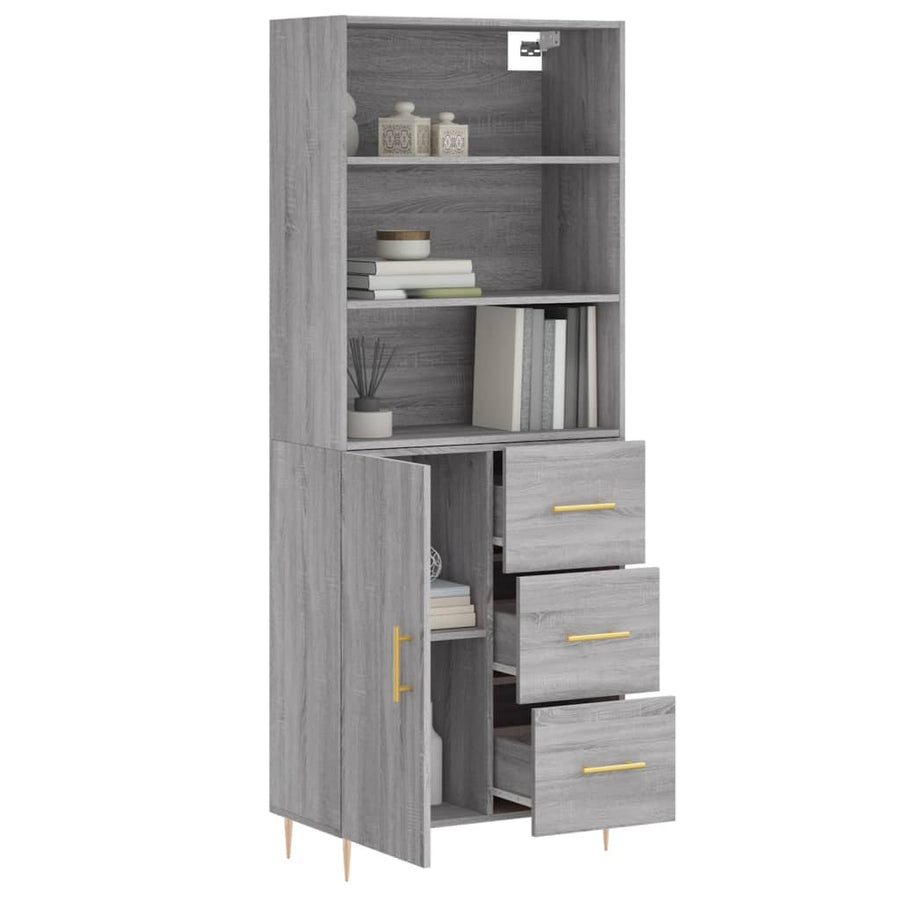 Hoge Kast 69,5X34X180 Cm Bewerkt Hout Grijs Sonoma Eikenkleurig