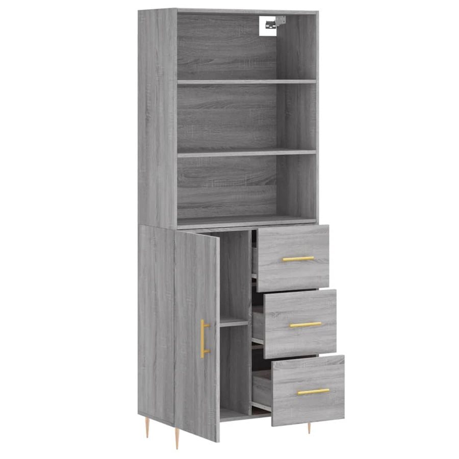 Hoge Kast 69,5X34X180 Cm Bewerkt Hout Grijs Sonoma Eikenkleurig