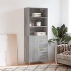 Hoge kast 69,5x34x180 cm bewerkt hout grijs