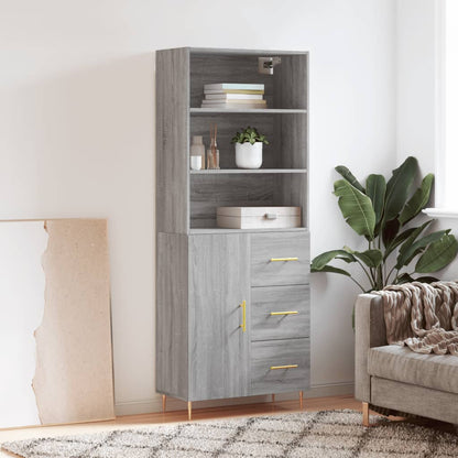 Hoge Kast 69,5X34X180 Cm Bewerkt Hout Grijs Sonoma Eikenkleurig