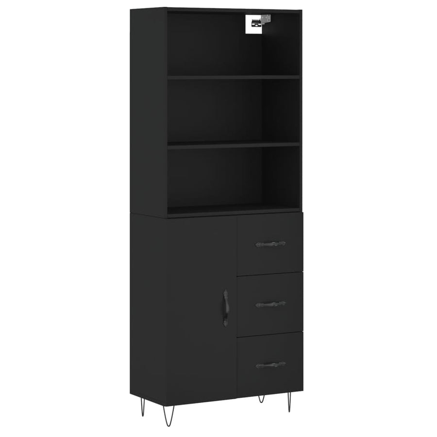 Hoge Kast 69,5X34X180 Cm Bewerkt Hout Zwart