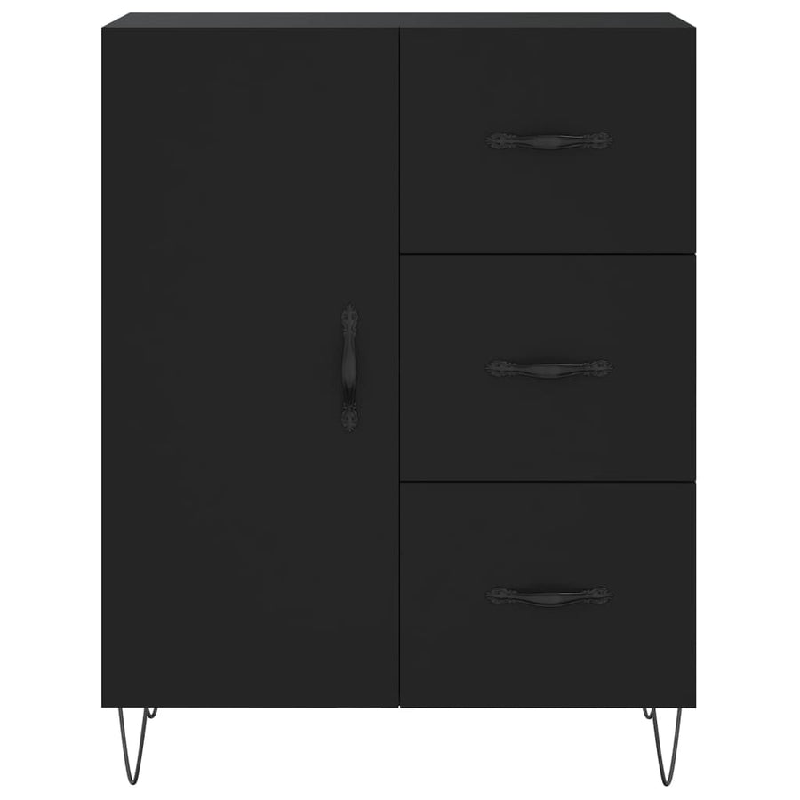 Hoge Kast 69,5X34X180 Cm Bewerkt Hout Zwart