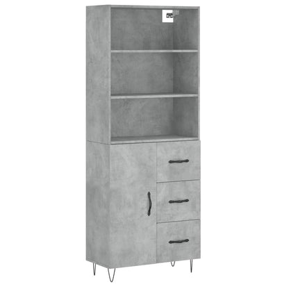 Hoge Kast 69,5X34X180 Cm Bewerkt Hout Betongrijs