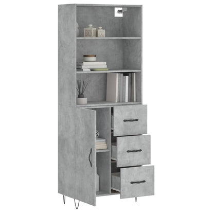 Hoge Kast 69,5X34X180 Cm Bewerkt Hout Betongrijs