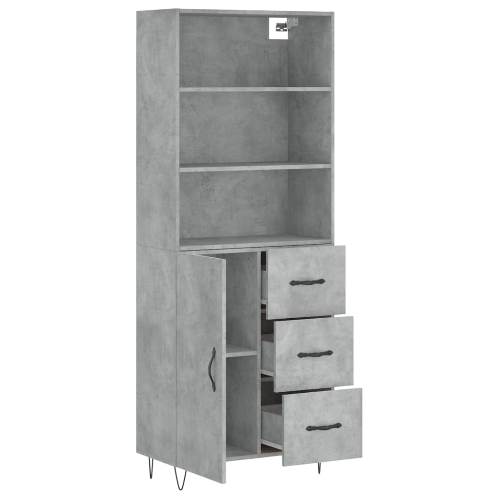 Hoge Kast 69,5X34X180 Cm Bewerkt Hout Betongrijs