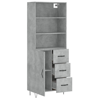 Hoge Kast 69,5X34X180 Cm Bewerkt Hout Betongrijs