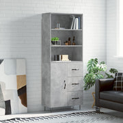 Hoge kast 69,5x34x180 cm bewerkt hout betongrijs