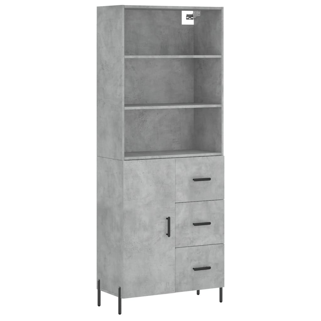 Hoge Kast 69,5X34X180 Cm Bewerkt Hout Betongrijs