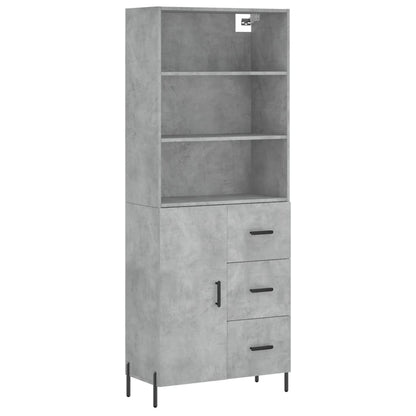 Hoge Kast 69,5X34X180 Cm Bewerkt Hout Betongrijs