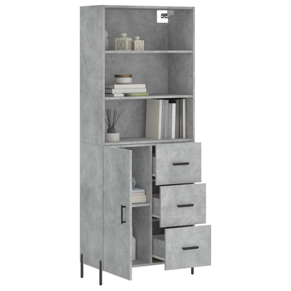 Hoge Kast 69,5X34X180 Cm Bewerkt Hout Betongrijs
