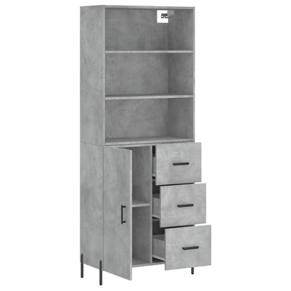 Hoge Kast 69,5X34X180 Cm Bewerkt Hout Betongrijs
